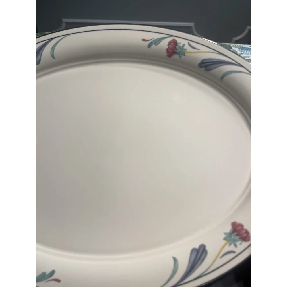 Lenox Poppies On Blue 14” Oval Serving Plate Platter